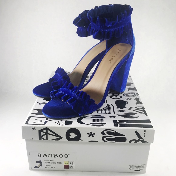 BAMBOO Shoes - Bamboo Royal Blue Velvet Rampage-93S Heel 7.5